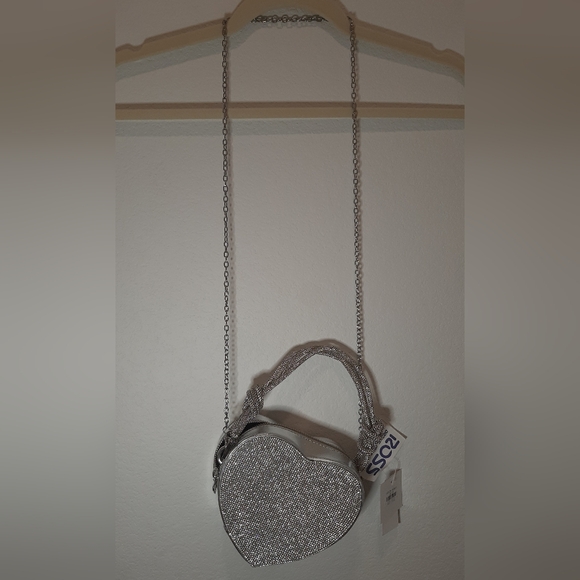 Crossbody Heart Purse Evening Clutch Small Shoulder Purse Rhinestone - Picture 2 of 5